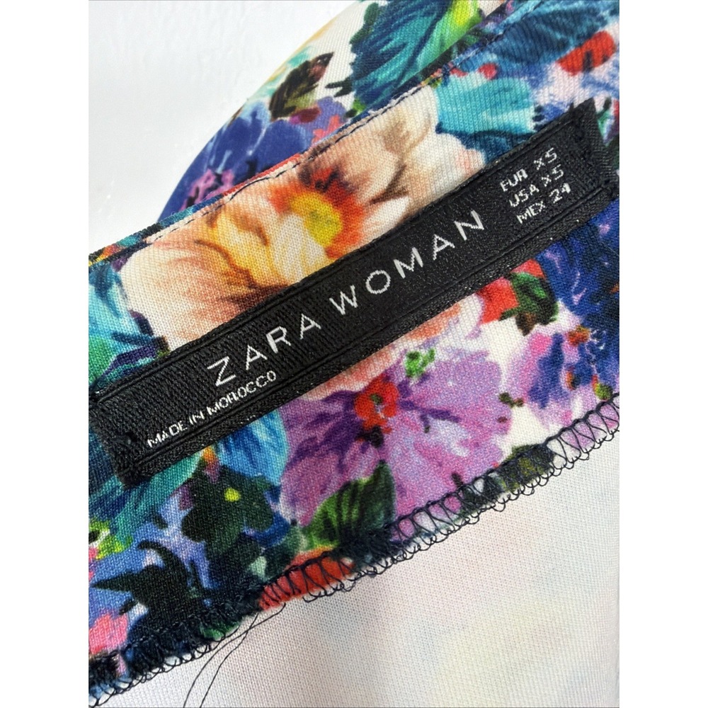 Zara Floral Printed Midi Dress Pencil Tube Bodycon Bloggers Xsmall - Picture 5 of 7